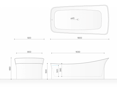 Ванна отдельностоящая 1800x920 мм Technova Bluma VATBL, белый глянец