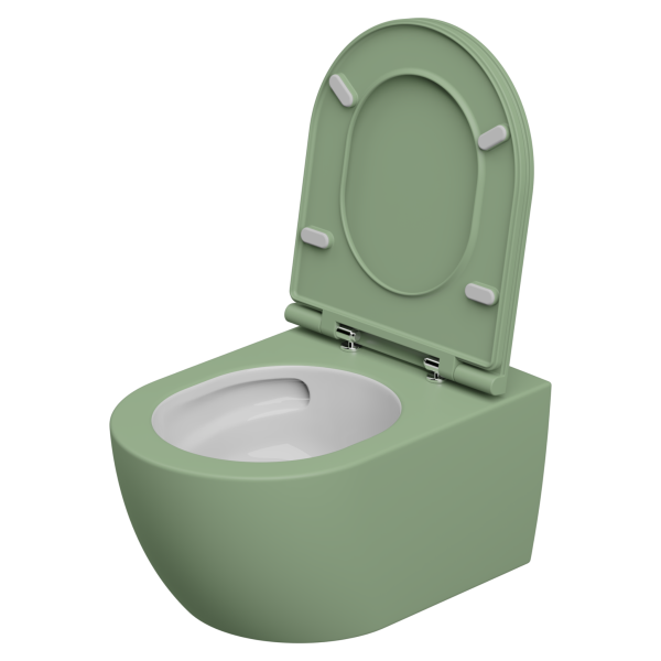 Чаша подвесного унитаза биколор со смывом Eco Clean (торнадо) GSG Ceramic Design Like LKWCSOECBI000/031, White/Salvia Matt