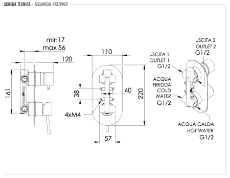 Смеситель для душа Remer Minimal N92