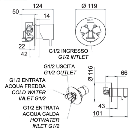Смеситель термостатический для душа Remer Elegance NT94C