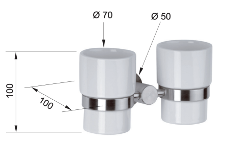 Стакан двойной Remer Minimal INOX Mi16INOXCR, нержавеющая сталь
