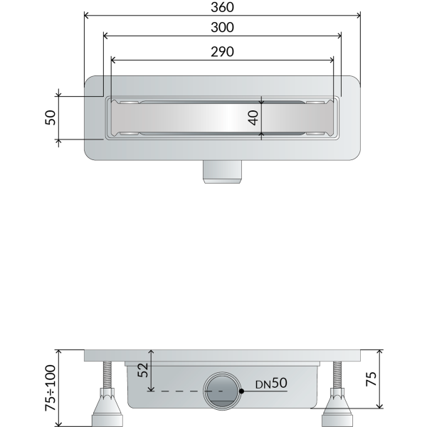 Дренажный канал Nanoflow Unseen 30 см, под плитку OMP Tea 953.105.8 