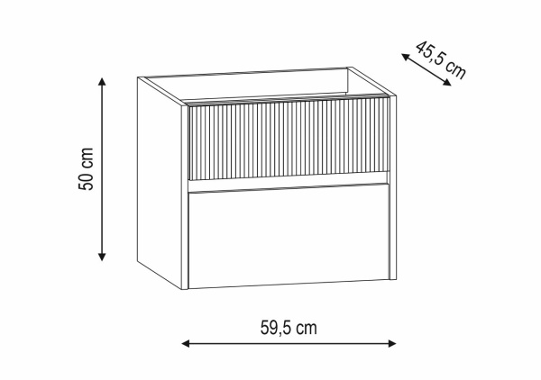 Тумба для раковины 60 см Onsen Niwa 71-BP-060-M23-V23, угольно-серый