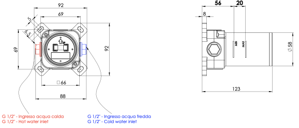 Скрытая часть для гигиенического душа Remer WBOX65