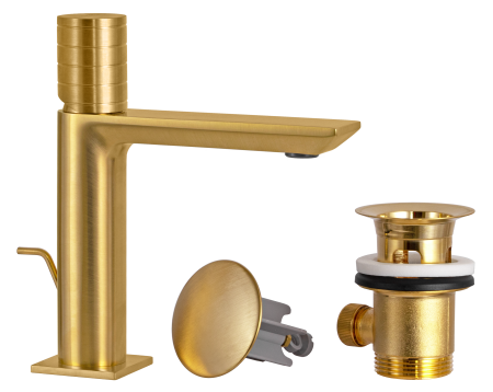 Смеситель для раковины Remer Edge EG610BG, золото брашированное