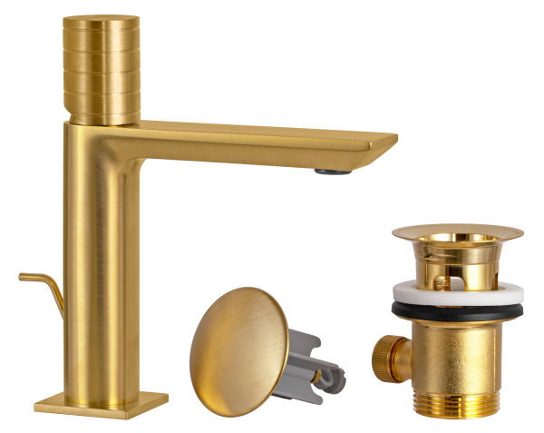 Смеситель для раковины Remer Edge EG610BG, золото брашированное