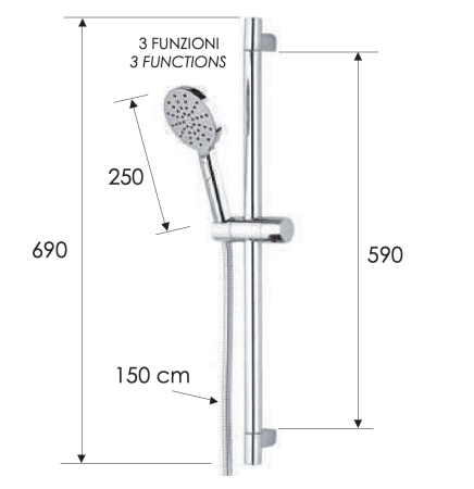 Душевая стойка с ручным душем и шлангом Remer 315R318MP