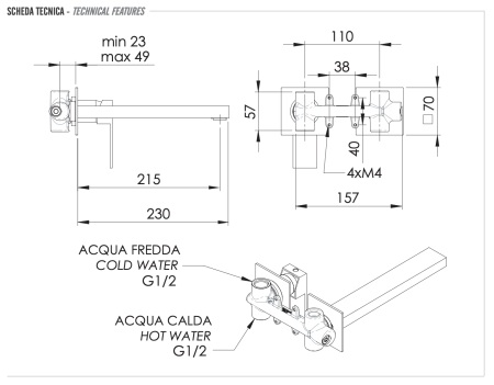 Смеситель для раковины Remer Q-Design QD15PL