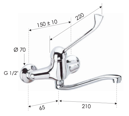 Смеситель медицинский для раковины Remer K45S