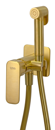 Гигиенический душ со смесителем Daniel Tiara TA645BP4DCDP, золото брашированное