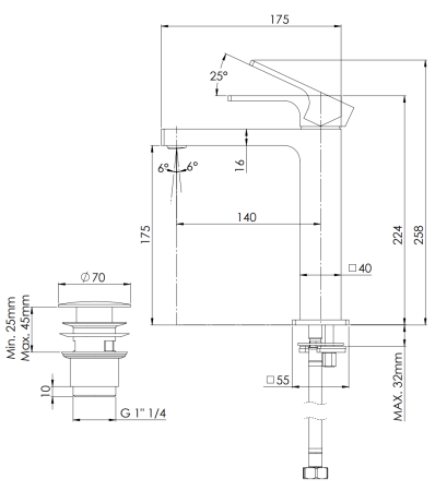 Смеситель для раковины Remer Absolute AU10ACCXV, сталь