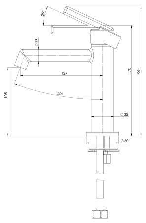Смеситель для раковины Daniel Reverso RV606NOIL, бронза масляная