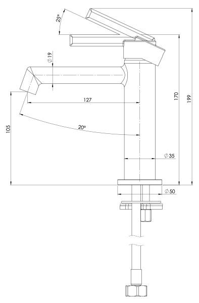 Смеситель для раковины Daniel Reverso RV606NCH, шампань брашированная PVD