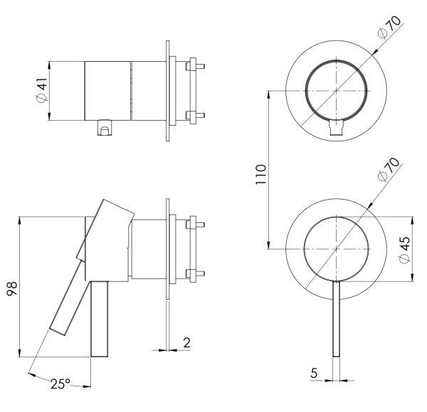 Смеситель для душа Remer Metrica MC93PWBNO, черный матовый