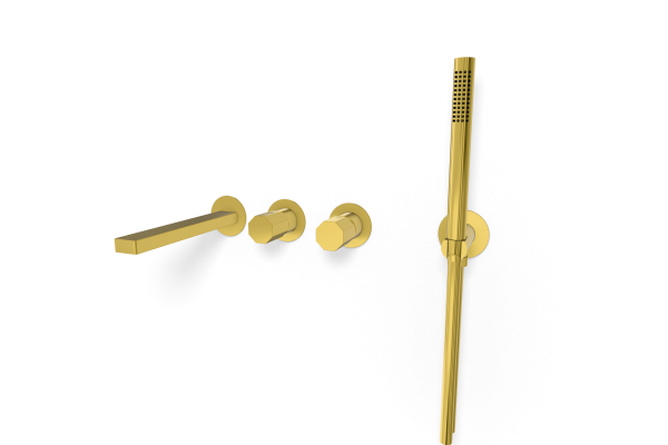 Смеситель для ванны Remer Ottagono ON53D2PWBDO, золото глянцевое