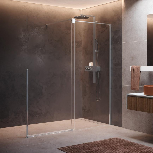 Дверь в нишу сдвижная 120 см (117-119x200) Novellini H Style HSTYLE120D-1B, правая, профиль Silver, стекло прозрачное CrystalClear