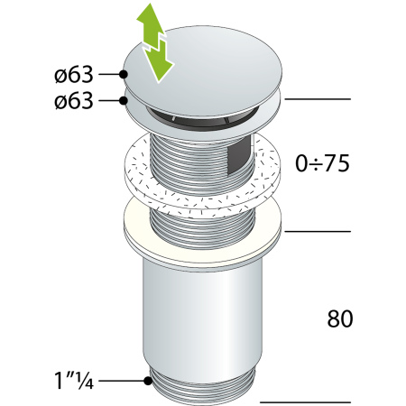 Донный клапан с переливом 1”1/4 OMP Tea 7533.370.5