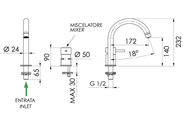 Смеситель для раковины Remer X Style X57BR, бронза масляная