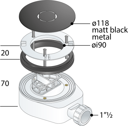 Сифон для душевого поддона OMP Tea Aloha 6261.086.6.X, черный матовый