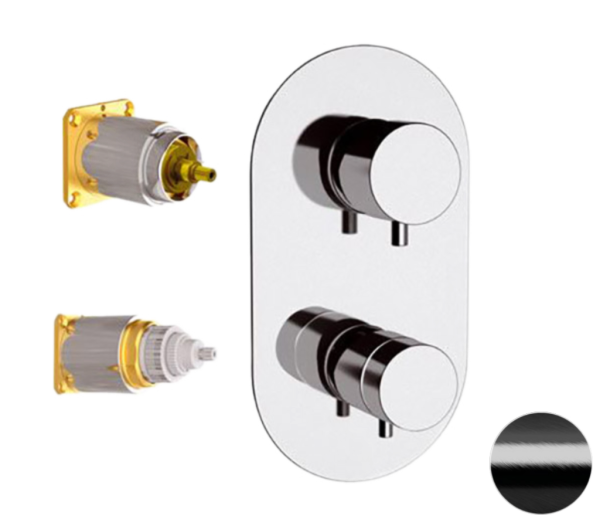 Смеситель термостатический для душа Remer Elegance NT93KBCFP, черный брашированный хром