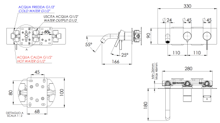 Смеситель для ванны Remer Metrica MC54D3