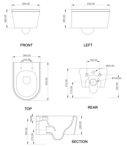 Чаша подвесного унитаза GSG Ceramic Design Cruise CRWCSO002, черный глянцевый