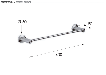 Полотенцедержатель 40 см Remer Minimal INOX Mi40INOXCR, нержавеющая сталь