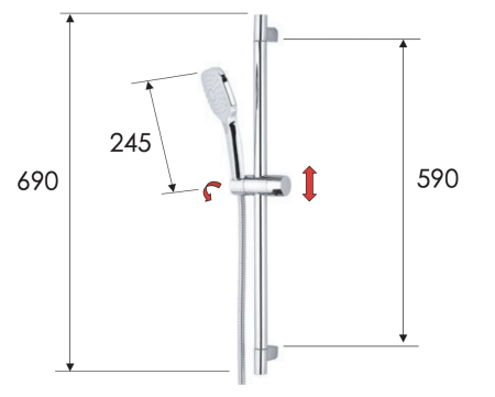 Душевая стойка с ручным душем и шлангом Remer 315R318CP