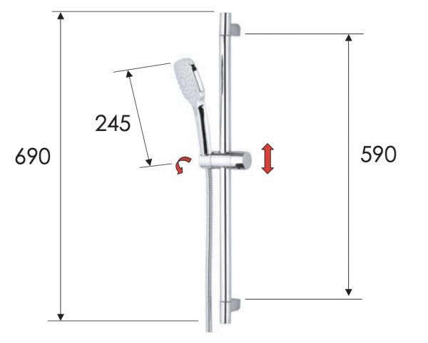 Душевая стойка с ручным душем и шлангом Remer 315R318CP