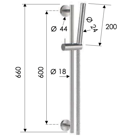Душевая стойка с ручным душем и шлангом Remer INOX SS317M317MM, нержавеющая сталь