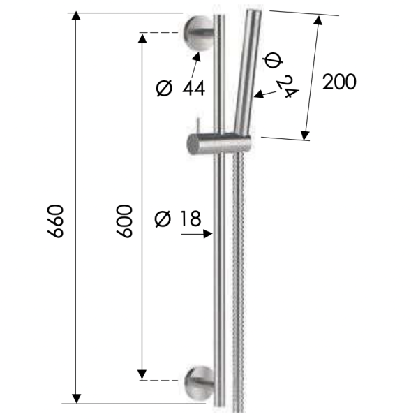 Душевая стойка с ручным душем и шлангом Remer INOX SS317M317MM, нержавеющая сталь