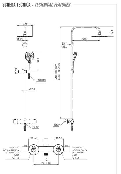 Душевая система термостатическая Remer EQ32A8CPUFD30