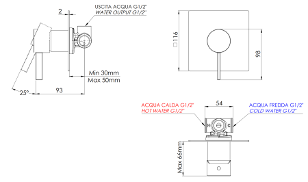 Смеситель для душа Remer Metrica MC30QBR, бронза масляная