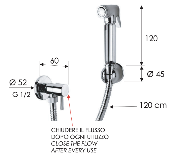 Гигиенический комплект с запорным вентилем Remer 332REZ