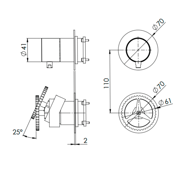 Смеситель для душа Remer Chrono CH93PWBNO, черный матовый