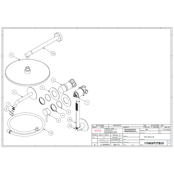 Душевая система Mariani Next B1417HNXP3TB30, черный матовый