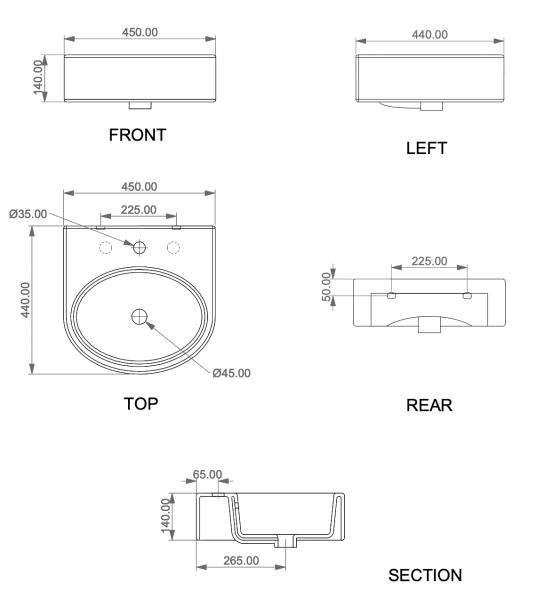 Раковина подвесная 45х44 см GSG Ceramic Design Like LKLAVBW45003, черный матовый