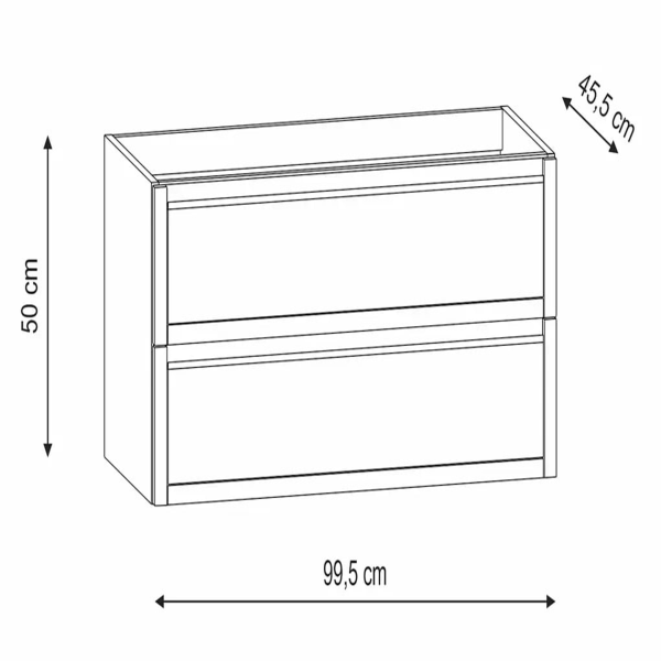 Тумба под раковину с 2 ящиками Onsen Tratto 77-BP-100-L1-M03 100 см, белый