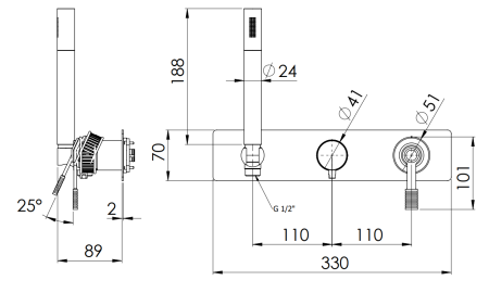 Смеситель для душа Remer Atelier AL97D3WBBR, бронза масляная