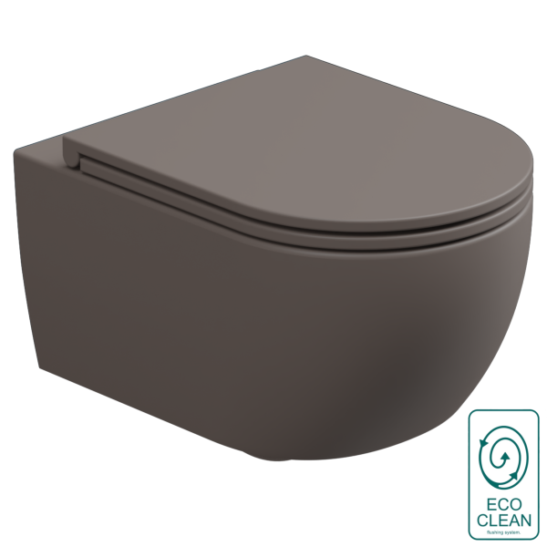 Чаша подвесного унитаза биколор со смывом Eco Clean (торнадо) GSG Ceramic Design Like LKWCSOECBI000/029, White/Tortora Matt