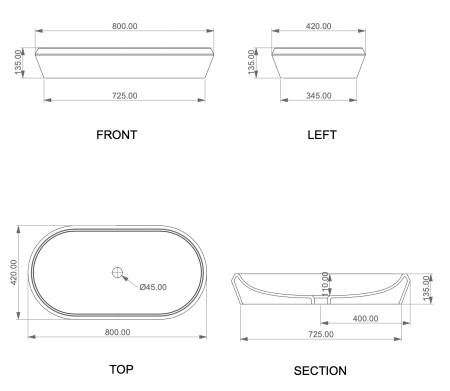 Раковина накладная 80х42 см GSG Ceramic Design Cruise CRLAVOV80000, белый глянцевый