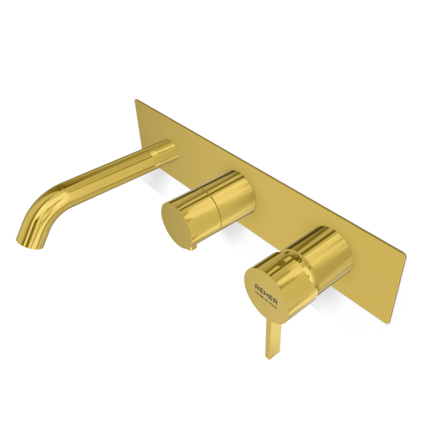 Смеситель для ванны Remer Metrica MC54D2WBDO, золото глянцевое