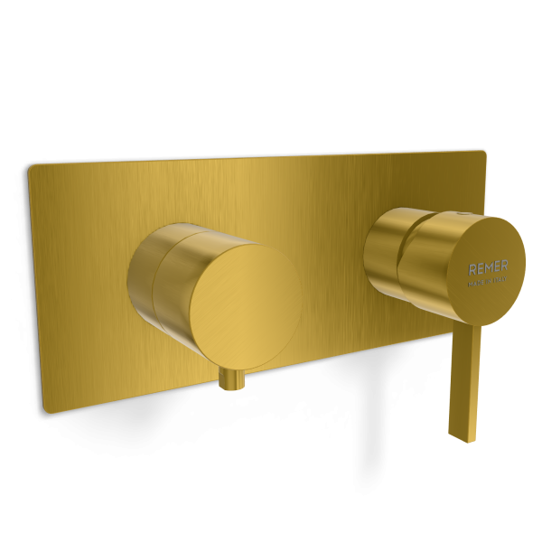Смеситель для душа Remer Metrica MC93ZWBBG, золото брашированное
