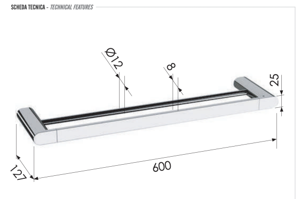 Полотенцедержатель двойной 60 см Remer Lounge LN33DO, золото глянцевое