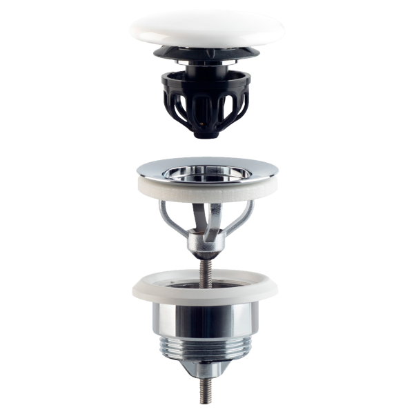 Донный клапан универсальный с керамической крышкой 1”1/4 OMP Tea 7532.310.5.T1, белый матовый