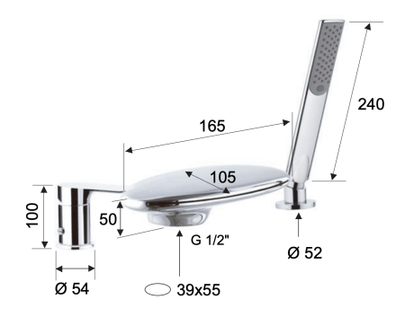 Смеситель для ванны Remer Infinity I07UFBG, золото брашированное