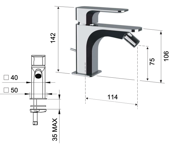 Смеситель для биде Daniel Tiara TA60415, чёрный матовый
