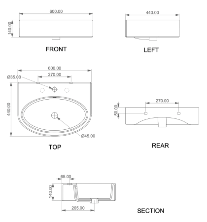 Раковина подвесная 60х44 см GSG Ceramic Design Like LKLAVBW60000, белый глянцевый