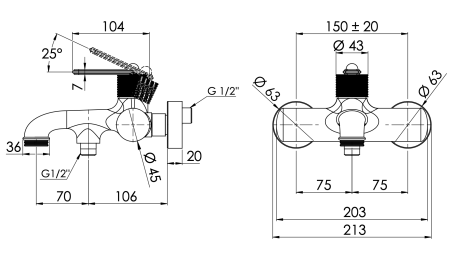 Смеситель для ванны Daniel Brooklyn BY610DP, золото брашированное