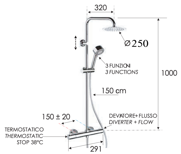 Душевая система термостатическая Remer Elegance EQ32XUFM25